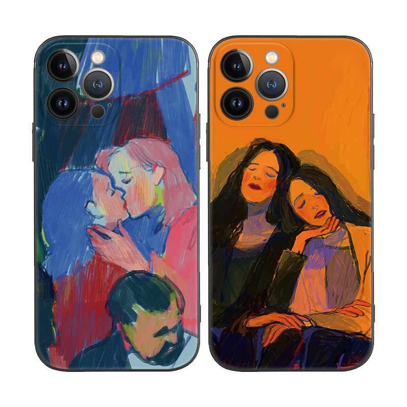 les亲吻主题小众插画高级适用iphone 15promax/14 plus苹果13手机壳12