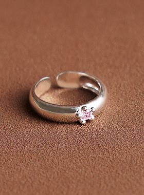 Mell925银粉锆石开口戒指 女高级感轻奢小众时尚简约纯银彩色锆石