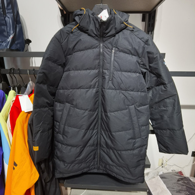 安踏保暖连帽男中长加厚羽绒服