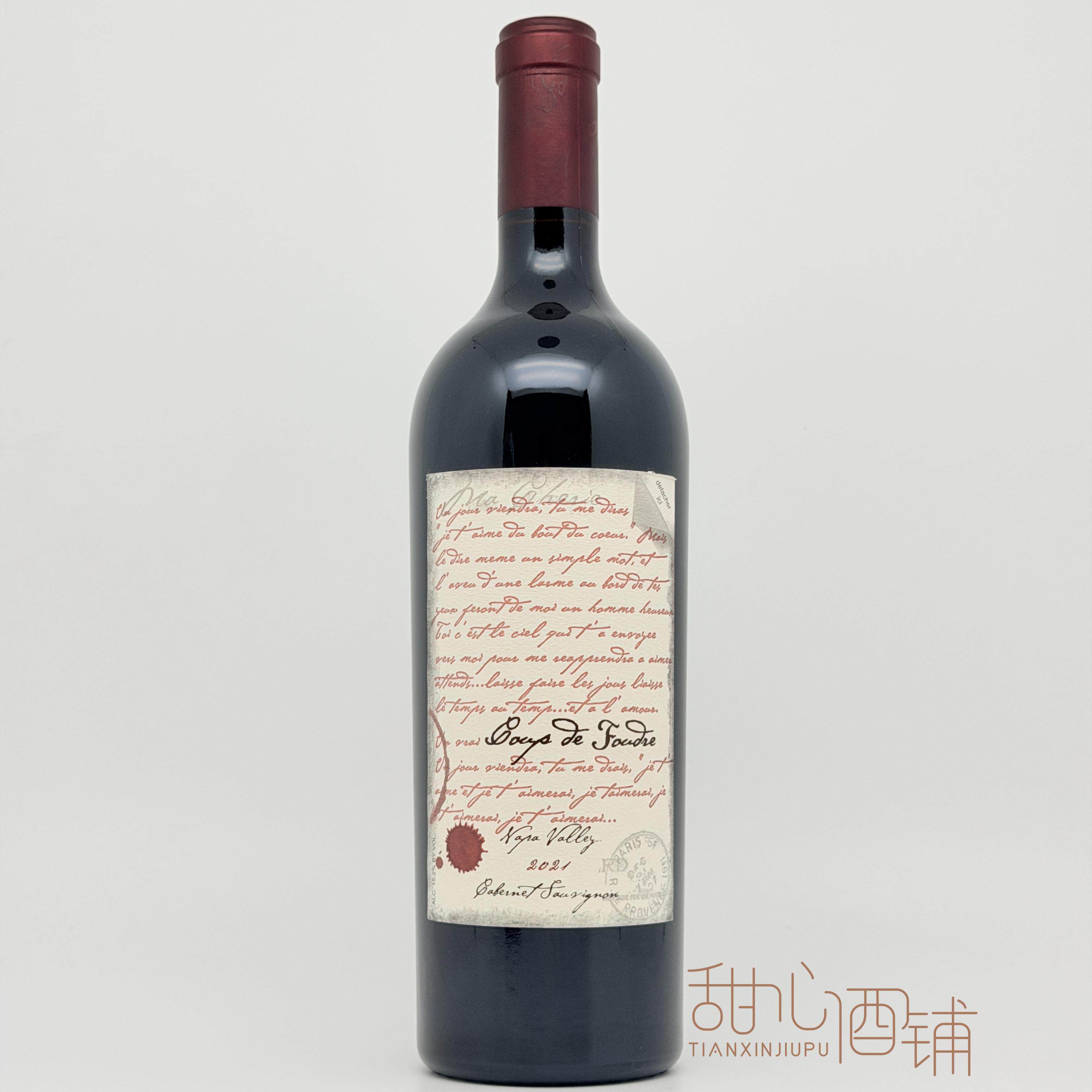 美国纳帕谷红酒蔻德福酒庄 Coup de Foudre 情书赤霞珠干红葡萄酒