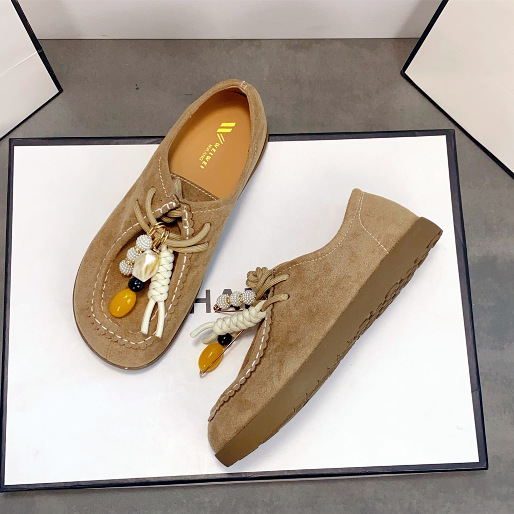 厚底深口单鞋女绒面休闲袋鼠鞋