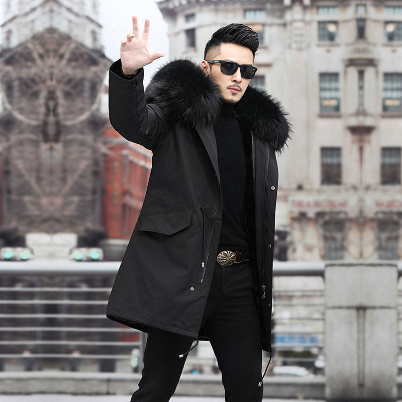 모피 파이는 남성 겨울 밍크 라이너 탈착식 벨벳 두꺼운 중년 및 노인 코트 코트 2024 새로운 스타일을 극복합니다