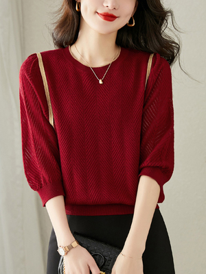 七分袖针织衫洋气小衫春夏打底衫