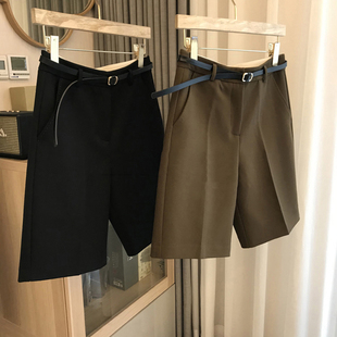 奥特莱斯专柜正品清仓高阶时髦西装短裤女夏季高腰阔腿休闲五分裤