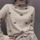 奥特莱斯专柜正品 上衣 宽松百搭针织打底衫 清仓秋冬新款 堆堆领长袖