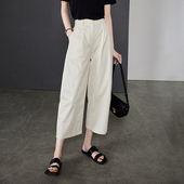 女高腰白色九分裤 正品 镰刀裤 休闲宽松阔腿裤 捡漏新款 专柜外贸夏季
