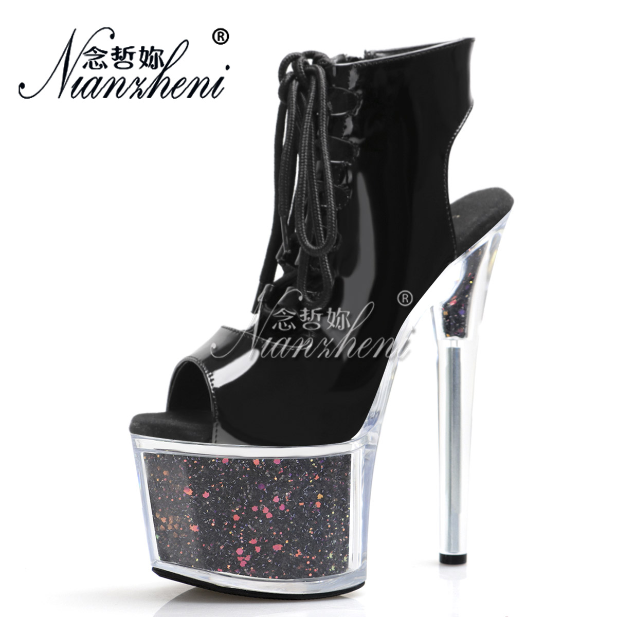 短靴钢管舞厚底细跟高跟鞋