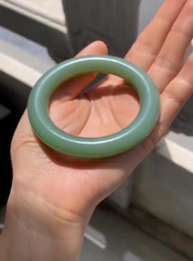 已结缘欣赏小圈口玉镯和田玉俄罗斯碧玉粉青手镯羊脂级手镯52.5圈