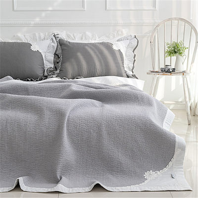 韩国正品  高级感水洗棉精致贴花夏凉被空调被床单床盖多用