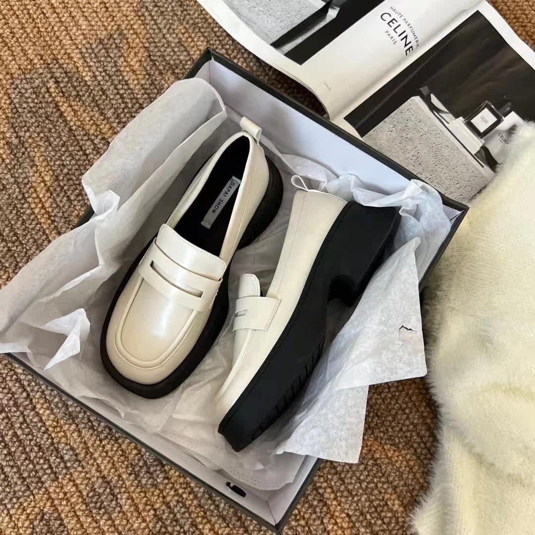 厚底增高鞋女时尚jk学院风休闲英伦小皮鞋中跟圆头粗跟懒人鞋单鞋