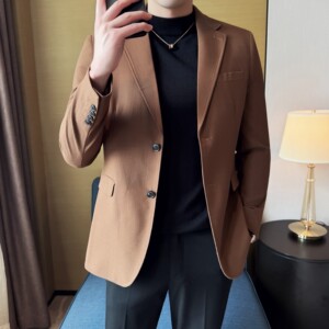 男士韩版修身西服竹节纹时尚休闲西装外套DX56-P148图片