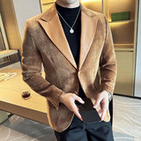 雪尼尔拼皮时尚潮流西服撞色拼接西装外套DX2419-P148，男装西服套装，星座1606-1