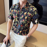 百鸟图夏季冰丝短袖西装无里衬提花休闲拉链外套DXZ008-P88，男装T恤，星座1606-1