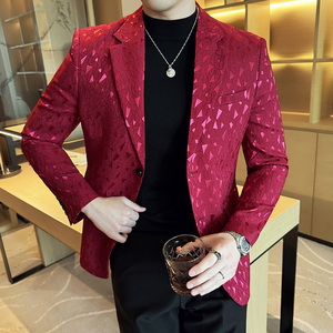 秋冬新款韩版修身西服时尚印花西装外套DX05-P148，男装西服套装，星座1606-1