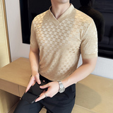DS015-P39男士V领短袖T恤春夏新款时尚百搭修身立体打底衫，男装T恤，星座1606-1