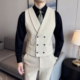 韩版修身商务毛呢双排扣马甲套西装MJT1824-P130，男装西服套装，星座1606-1