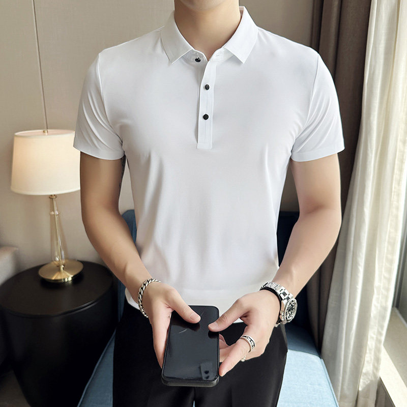 夏季男士PLO衫冰丝无痕高弹上衣男短袖1199-P38,男装T恤,星座1606-1