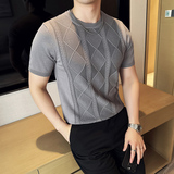 MY001-P48针织提花男士短袖T恤春夏新款时尚百搭打底衫，男装T恤，星座1606-1