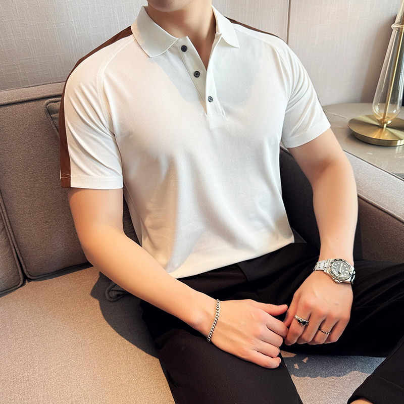 夏季男士PLO衫时尚拼色短袖上衣男2820-P55图片