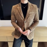 雪尼尔褶皱时尚休闲西装外套男士韩版修身西服DX60-P148，男装西服套装，星座1606-1