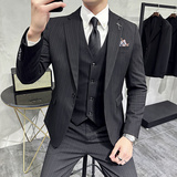 韩版修身商务西服条纹一粒扣西装三件套1815-P280，男装西服套装，星座1606-1