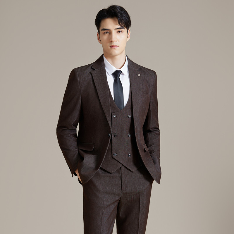 男士商务休闲西装韩版修身纯色暗纹西服三件套2512-P275,男装西服套装,星座1606-1