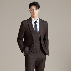 男士商务休闲西装韩版修身纯色暗纹西服三件套2512-P275图片