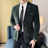 雪尼尔褶皱时尚休闲西装外套男士韩版修身西服DX60-P148，男装西服套装，星座1606-1