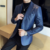 华夫格高品质韩版修身皮衣西服商务休闲皮衣西装外套DX13-P178，男装西服套装，星座1606-1