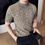 DS002-P38男士半高领短袖T恤春夏新款时尚百搭修身立体打底衫，男装T恤，星座1606-1