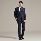 男士商务婚礼西装韩版修身格子西服三件套2520-P280，男装西服套装，星座1606-1