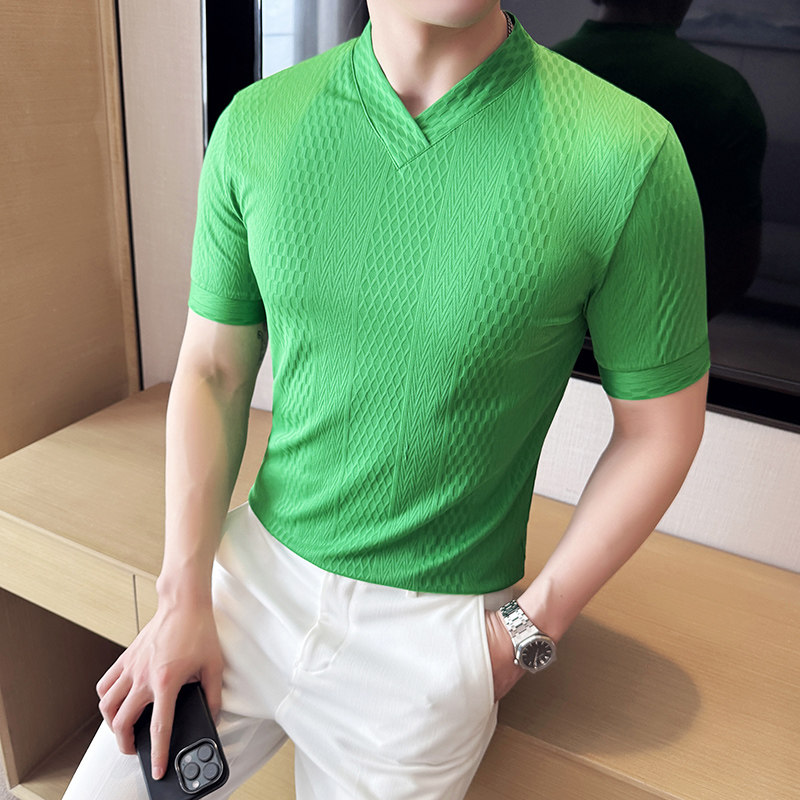 DS016-P39男士V领短袖T恤春夏新款时尚百搭修身立体打底衫,男装T恤,星座1606-1