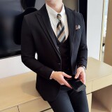 男士商务休闲西服双反领时尚潮流韩版修身西装三件套2523-P280，男装西服套装，星座1606-1