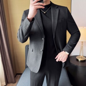 韩版修身西服千鸟格时尚休闲西装外套DX46-P148图片