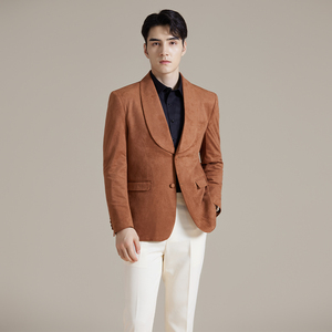 男士青果领时尚休闲西服牛皮绒西装外套DX54-P148图片