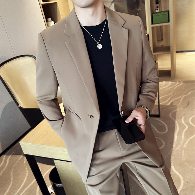 春夏抖音金属卡扣微宽松版型西服套装2305-P220,男装西服套装,星座1606-1