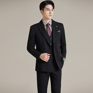 抖音西装高级修身英伦风商务休闲西服套装三件套2510-P265图片