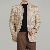 男士韩版修身西服中式立领提花时尚休闲西装外套DX61-P158，男装西服套装，星座1606-1