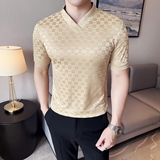 DS015-P39男士V领短袖T恤春夏新款时尚百搭修身立体打底衫，男装T恤，星座1606-1