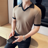 DS019-P48男士短袖冰丝POLO衫夏季新款时尚百搭修身立体T恤，男装T恤，星座1606-1