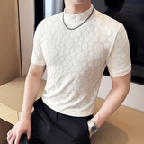 DS002-P38男士半高领短袖T恤春夏新款时尚百搭修身立体打底衫，男装T恤，星座1606-1