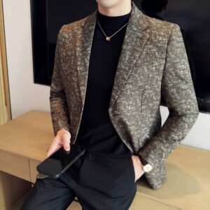 男士韩版修身西服时尚提花西装外套DX53-P148图片