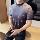 DS021-P38男士小圆领短袖T恤夏季新款时尚百搭修身立体打底衫，男装T恤，星座1606-1