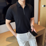 华夫格冰丝无痕PLO衫拉链上衣男短袖2818-P63，男装T恤，星座1606-1