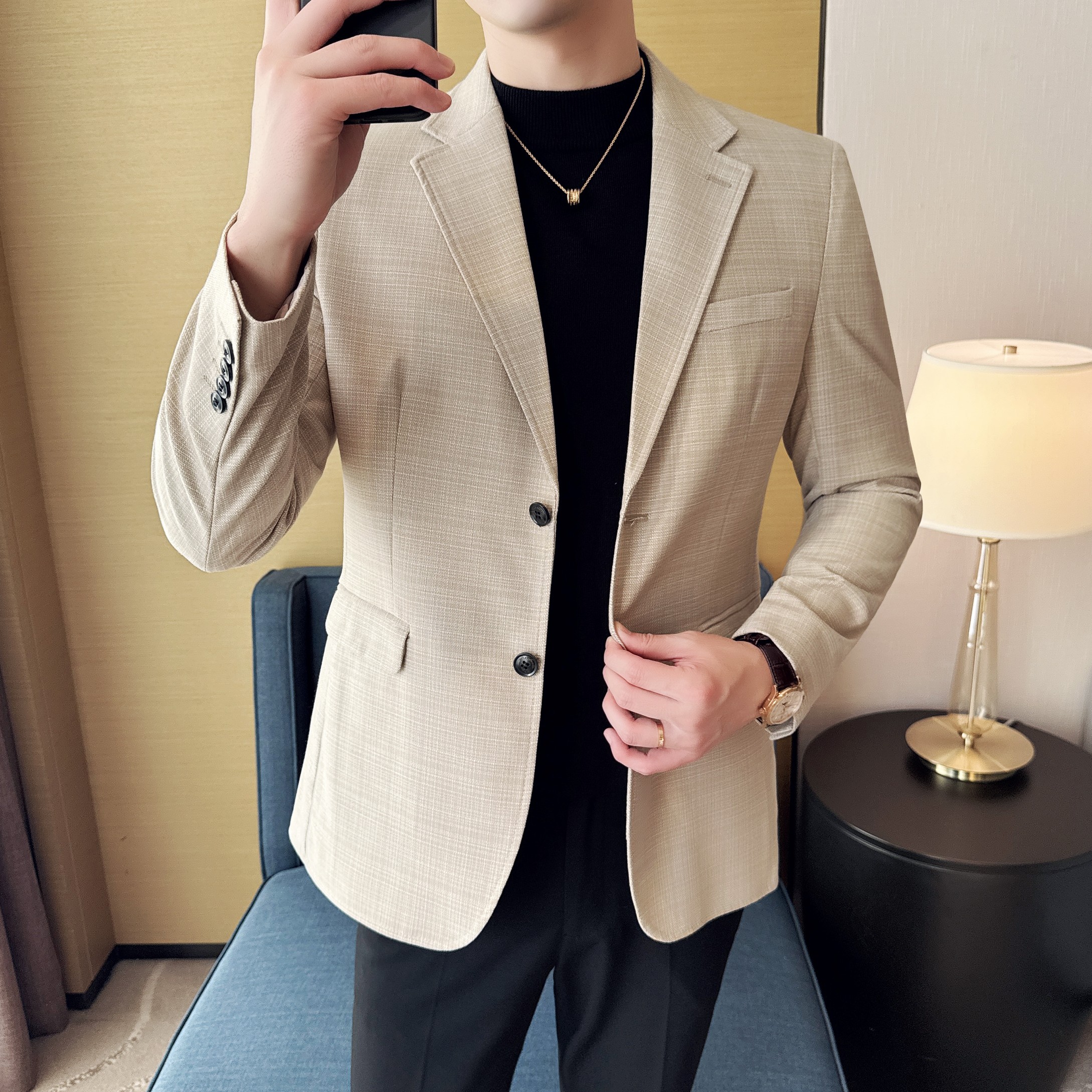 男士韩版修身西服竹节纹时尚休闲西装外套DX56-P148,男装西服套装,星座1606-1
