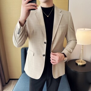 男士韩版修身西服竹节纹时尚休闲西装外套DX56-P148图片