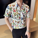 百鸟图夏季冰丝短袖西装无里衬提花休闲拉链外套DXZ008-P88，男装T恤，星座1606-1