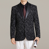 男士韩版修身西服时尚休闲提花拼皮西装外套DX70-P148，男装西服套装，星座1606-1