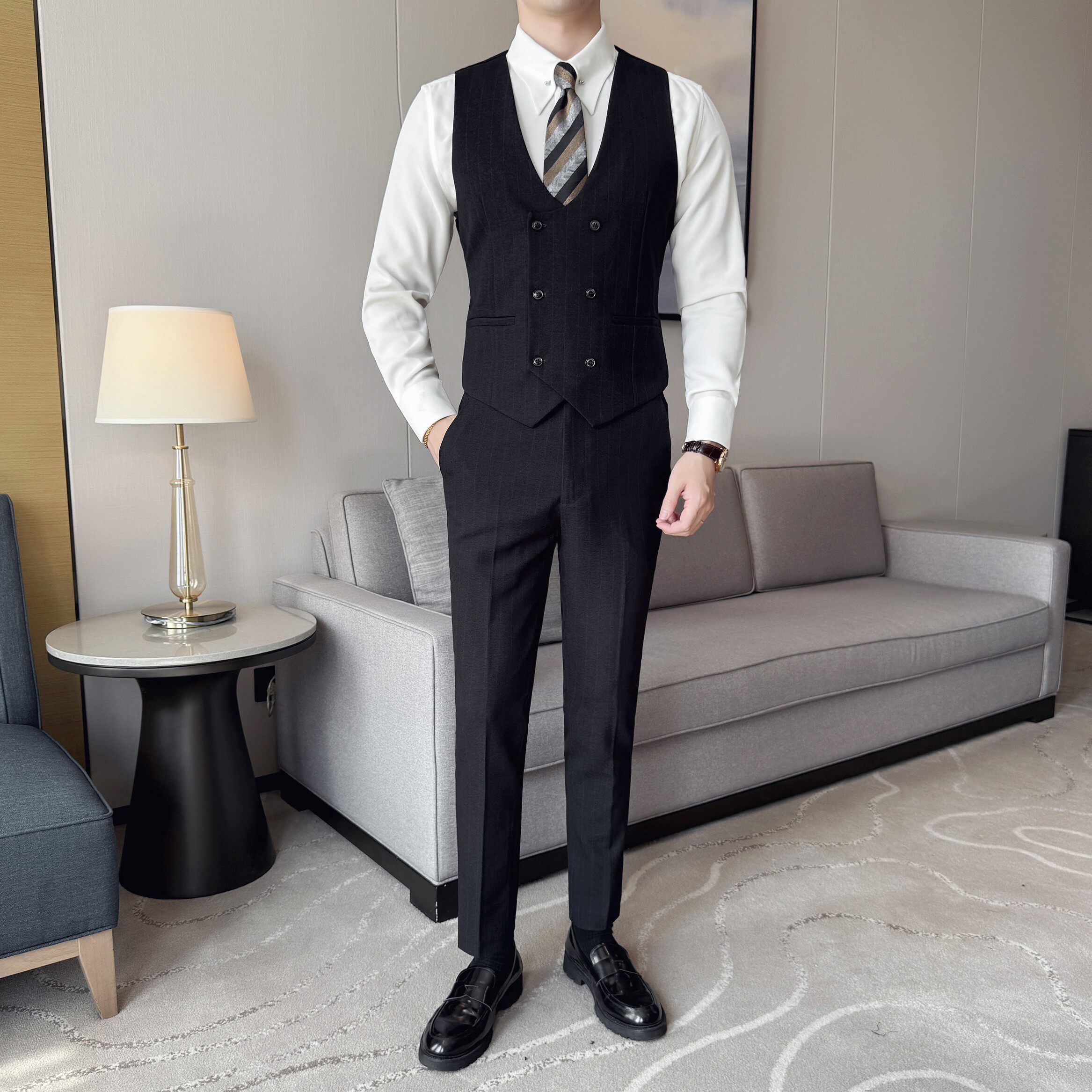简约韩版修身西装马甲套MJT2514-P135,男装西服套装,星座1606-1