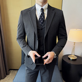 假两件韩版修身西服时尚设计潮流西装三件套2404-P270，男装西服套装，星座1606-1